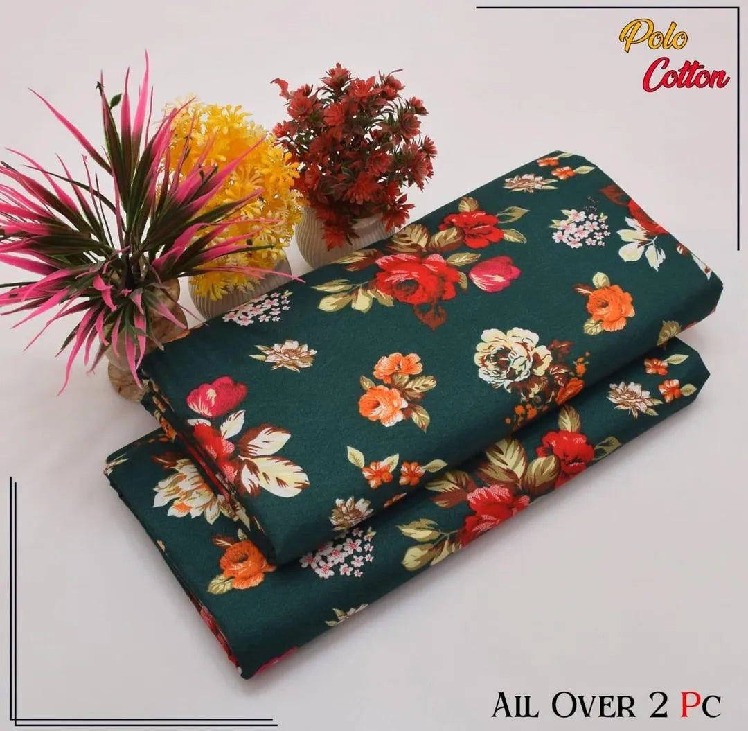 2 Pcs Women's Unstitched Printed Suit