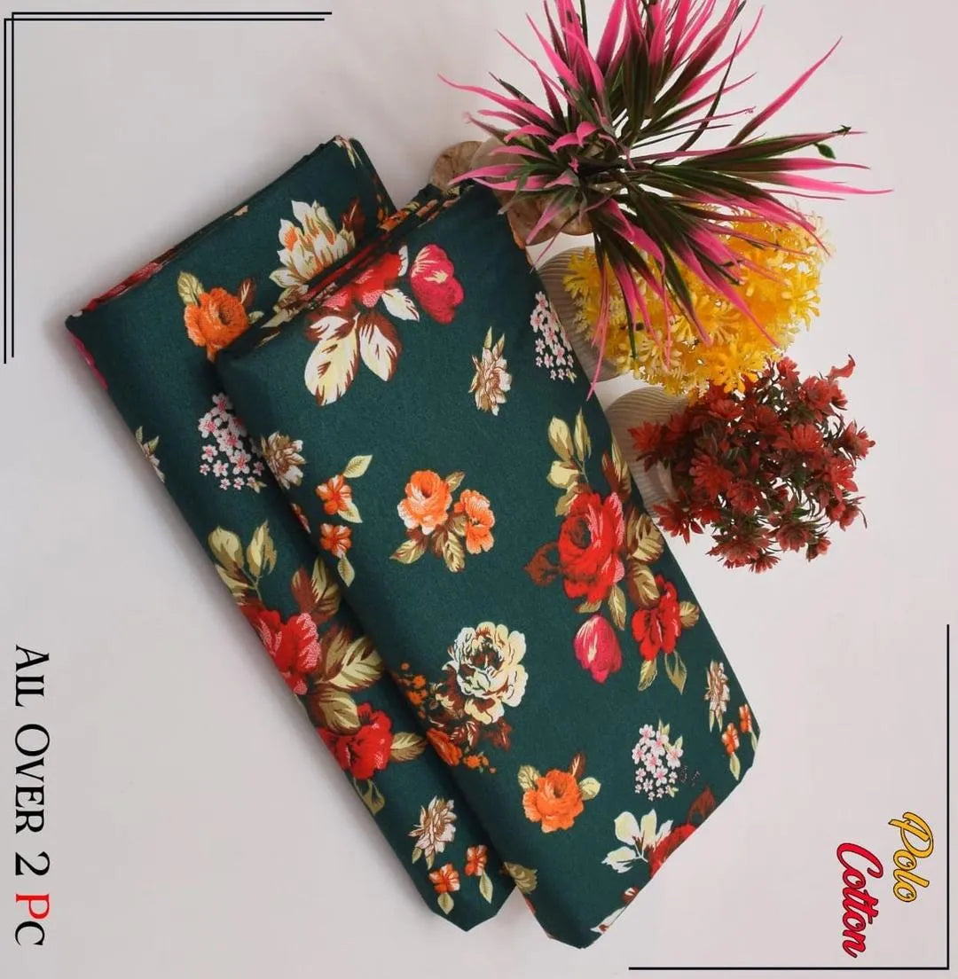 2 Pcs Women's Unstitched Printed Suit