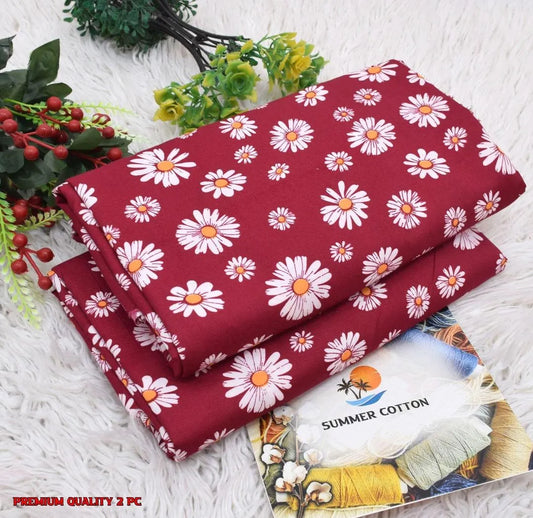 2 Pcs Women's Unstitched Printed Suit